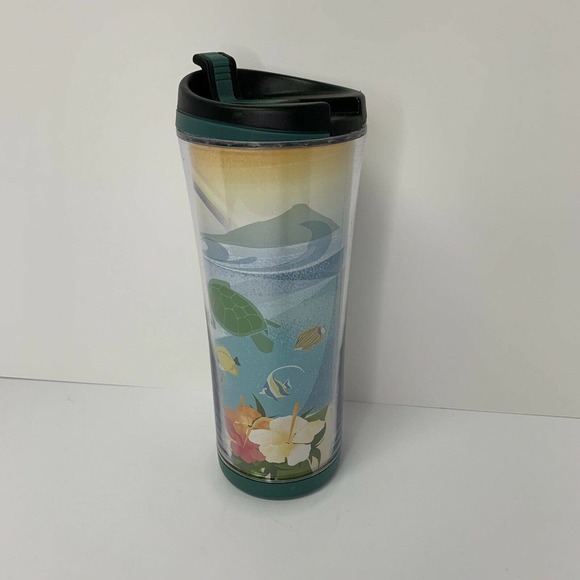 Starbucks Cold Cup 2011 Hawaii Aloha Beach Ocean 12oz Travel Tumbler Cup Turtle - Picture 2 of 10